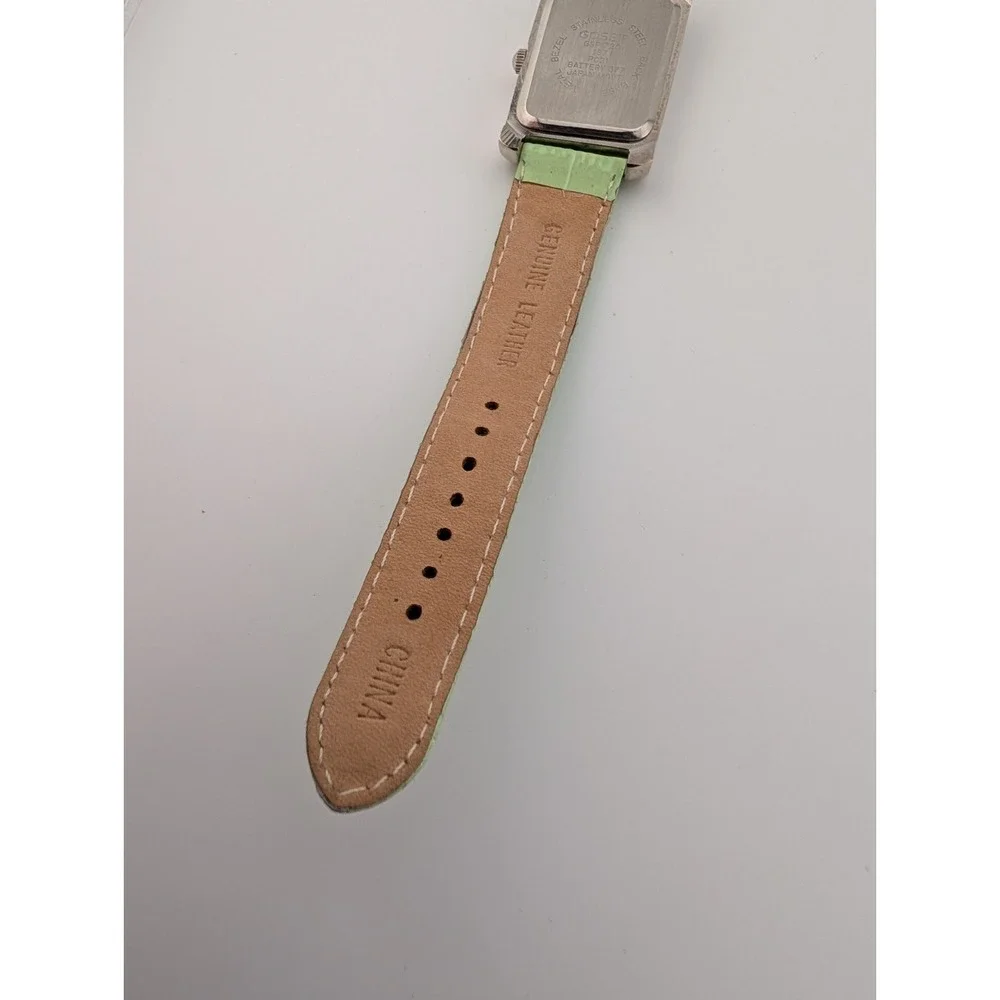 Gossip Watch Women 27mm Case MOP Dial‎ Green Leather Band- New Battery